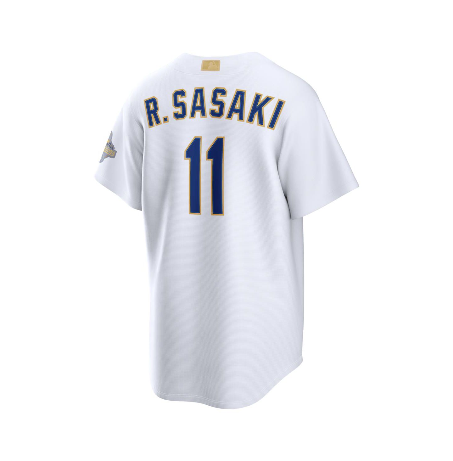 Мужская джерси Nike Roki Sasaki Los Angeles Dodgers 2026 Gold Collection, White — фото 3