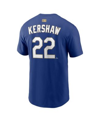 Men's Clayton Kershaw Royal Los Angeles Dodgers 2026 Gold Collection Name & Number T-Shirt