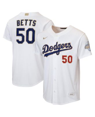Big Boys and Girls Mookie Betts White Los Angeles Dodgers 2026 Gold Collection Home Replica Jersey