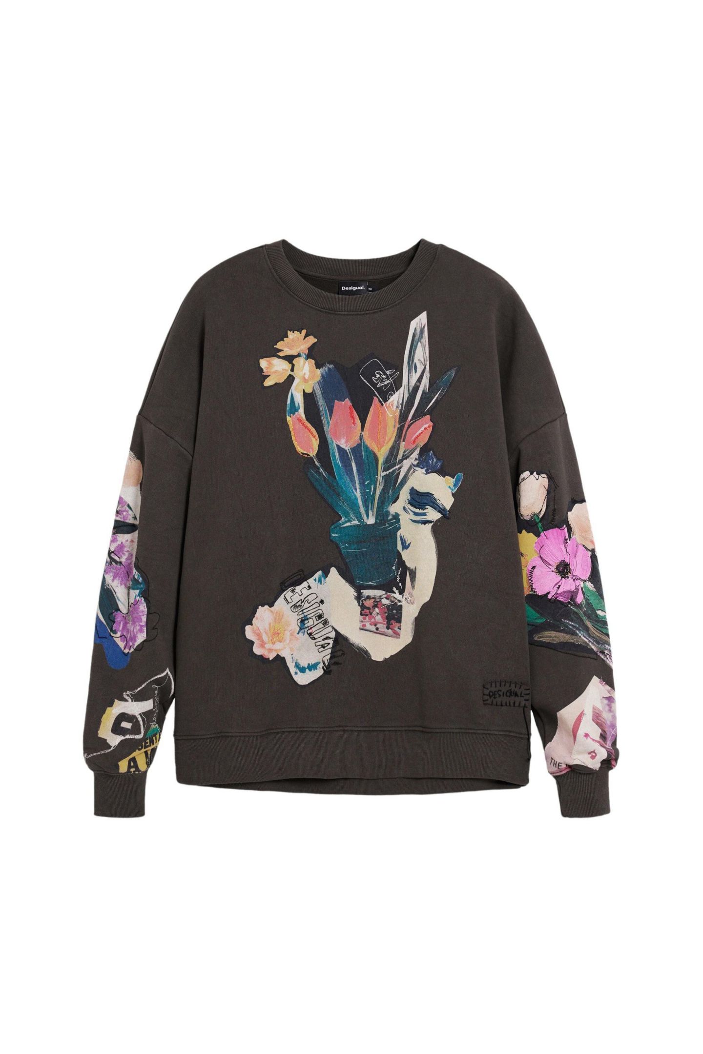 Женская толстовка Desigual Sweatshirt collage drawing, цвет: Тёмный серый — фото 3