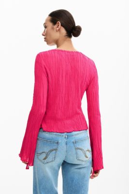 Women's T-shirt With Snap Fasteners And Tie