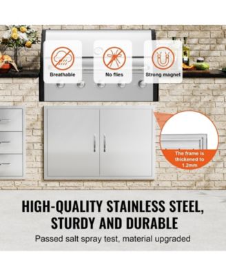 Double Stainless Steel BBQ Access Door 39W x 26H in for BBQ Island Grilling