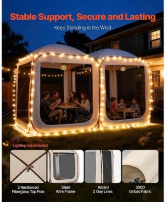 2-in-1 Pop Up Screen House Tent 12 x 6 ft for Garden and Patio Use