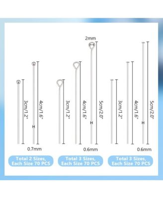 560pcs 8 Styles Eye Pins Ball Pin Findings Open For Earring Bracelet Pendant Making