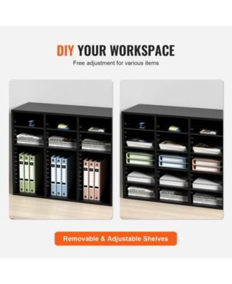 Wood Literature Organizer 24 Compartments Removable Shelves for Office Use