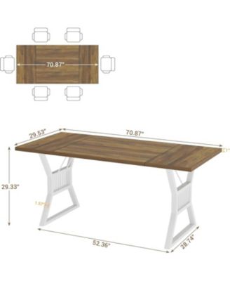 Industrial Farmhouse Dining Table 70.8", Metal Legs, Rustic Walnut Top, Modern Kitchen Table