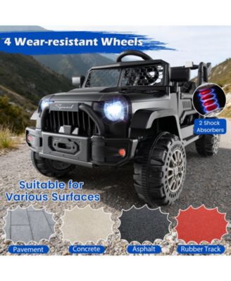 Kids 12V Ride On Car Truck with Trailer, Battery Powered Ride On Toy