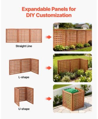 Wood Privacy Screen 32 x 38 in Air Conditioner Cover Fence with Adjustable Angle