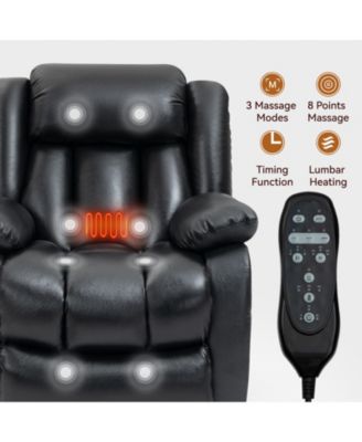 Dual Motor Infinite Position Up to 350 LBS Electric Genuine Leather Power Lift Recliner Chair with 8-Point Vibration Massage
