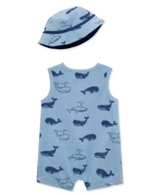Baby Boys' Sleeveless Romper and Hat, 2-Piece Set