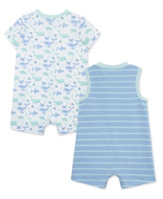 Baby Boys' Sea life Short-Sleeve and Sleeveless Romper, 2-Pack 