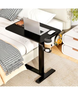 Mobile Height Adjustable Overbed Table with Cup Holder, 24 x 16 in