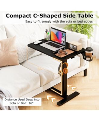 Mobile Height Adjustable Overbed Table with Cup Holder, 24 x 16 in