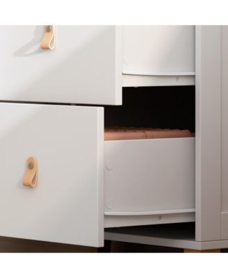 5-Drawer Changing Table，Stylish Chest of Drawers, Dresser, Storage Cabinet with Open Shelf