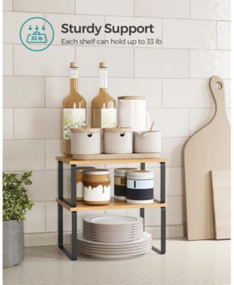 Stackable Expandable Cabinet Organizer Shelf Metal Wood Spice Rack