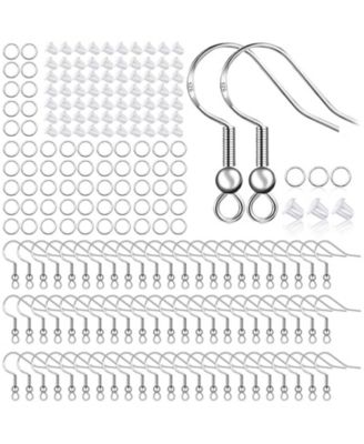 500pcs Earring Hooks Ear Wires Fish Hooks Jump Rings Silicone Backs Stoppers Jewelry Making Kit