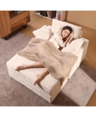 Oversized Chaise Lounge Chair with Storage Ottoman, Corduroy Sofa Bed Cloud Couch 3 Pillows for Living Room, Bedroom
