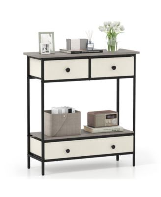 Farmhouse Console Table with Open Storage Shelf for Hallway