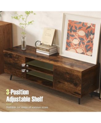 TV Stand with Power Outlets and Adjustable Shelf for 60 Inch TVs-Rustic