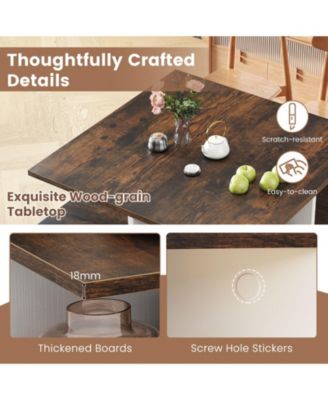 2-Tier Square Coffee Table with 4 Storage Compartments