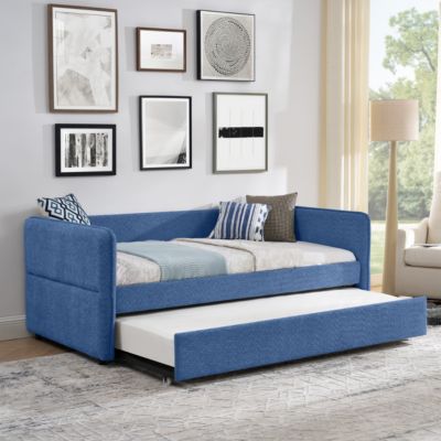 Boucle Daybed w/ Twin Trundle Sofa Bed
