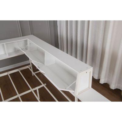 Bed w/ Bookcase, Storage, LED, Charging