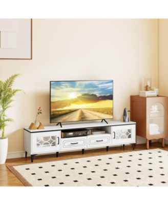 Farmhouse TV Stand for TVs up to 80 Inch with 2 Drawers