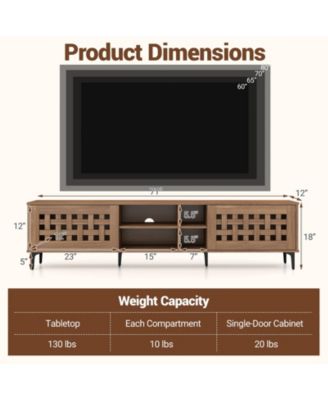 TV Stand for TVs  with 2 Doors and Storage Cabinets-Walnut