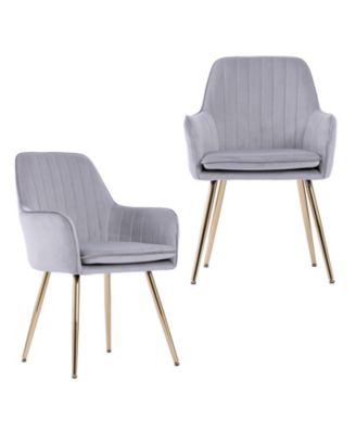 Velvet Dining Chair Modern Mid-Back Accent Chairs with Gold Plated Legs, Upholstered for Living Room