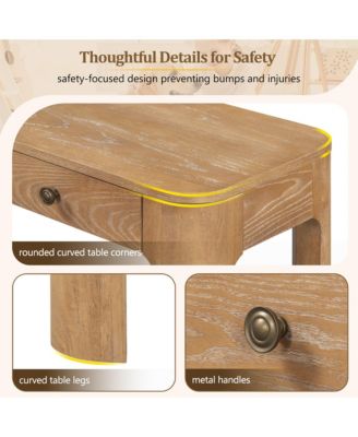 Rustic Console Table, 52" Entryway Table with 3 Concealed Drawers, Curved Corners and Thick Legs for Hallway and Living Room