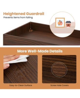 3-Tier Rolling Side End Table with Wheels and Side Storage Rack, 30 x 15.5 x 22 in