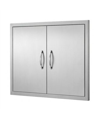 Double Stainless Steel BBQ Access Door 31W x 24H in with Handles and Hooks