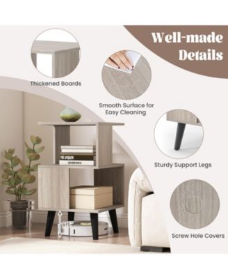 Set of 2 3-Tier Geometric Bookshelves with Open Storage Shelves, 16 x 16 x 27.5 in