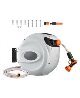 Wall-Mounted Retractable Hose Reel 130 ft x 1/2in with 9-Pattern Nozzle