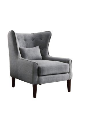 Classic Wingback Linen Chair with Button Tufting and Solid Wood Legs
