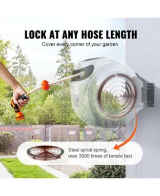 Wall-Mounted Retractable Hose Reel 130 ft x 1/2in with 9-Pattern Nozzle