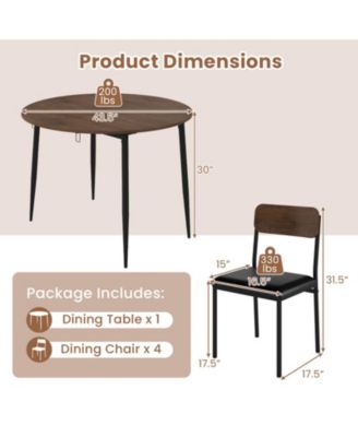 5-Piece Round Drop Leaf Dining Table Set with 4 Upholstered Chairs