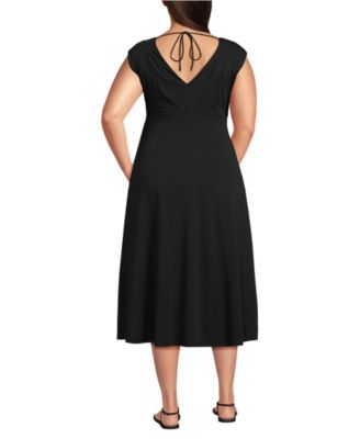 Plus Size Cotton Modal Off the Shoulder Wrap Midi Dress