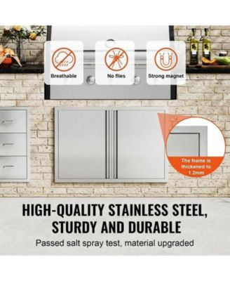36W x 24H in Double Stainless Steel BBQ Access Door with Recessed Handles