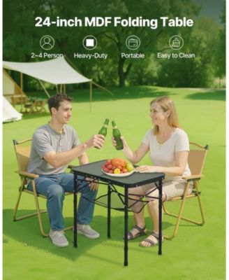 Folding Camping Table Adjustable Height Portable Aluminum MDF Table