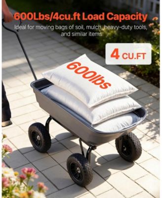 600 lbs Poly Dump Cart Wagon with 90 Quick-Dump and 180 Swivel Wheels