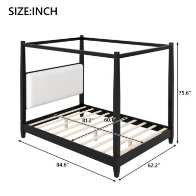 Canopy Platform Bed w/Upholstered Headboard