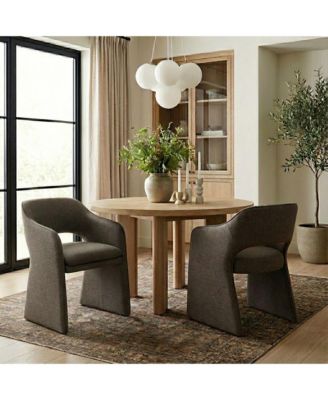 Set of 2 Dining Chairs, 19-Inch Upholstered Dining Armchairs