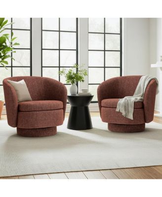 30.5 Swivel Barrel Accent Chair, Textured Fabric Round Armchair, 1 Pc