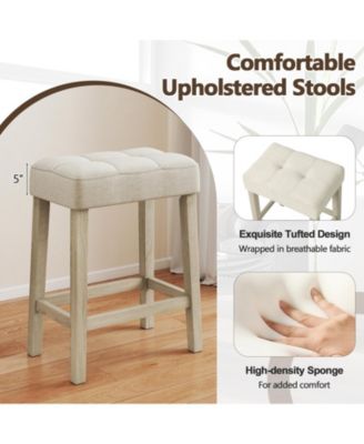 4-Piece Counter Height Bar Table Set with 3 Upholstered Stools and Built-in Charging Station, 59 x 20 x 35.5 in