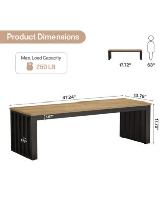 Entryway Bench, 47.3" Industrial End of Bed Bench with Sturdy Metal Frame, Wooden Indoor Bench