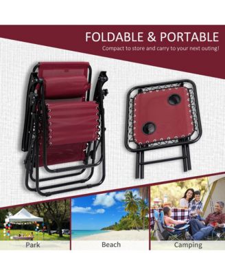 Zero Gravity Chair Set with Folding Table & Cup Holder Trays