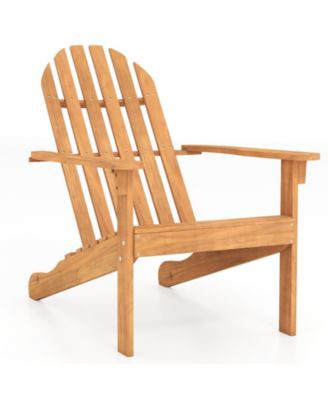 Acacia Wood Patio Adirondack Chair with Inclined Seat and High Backrest for Porch Poolside