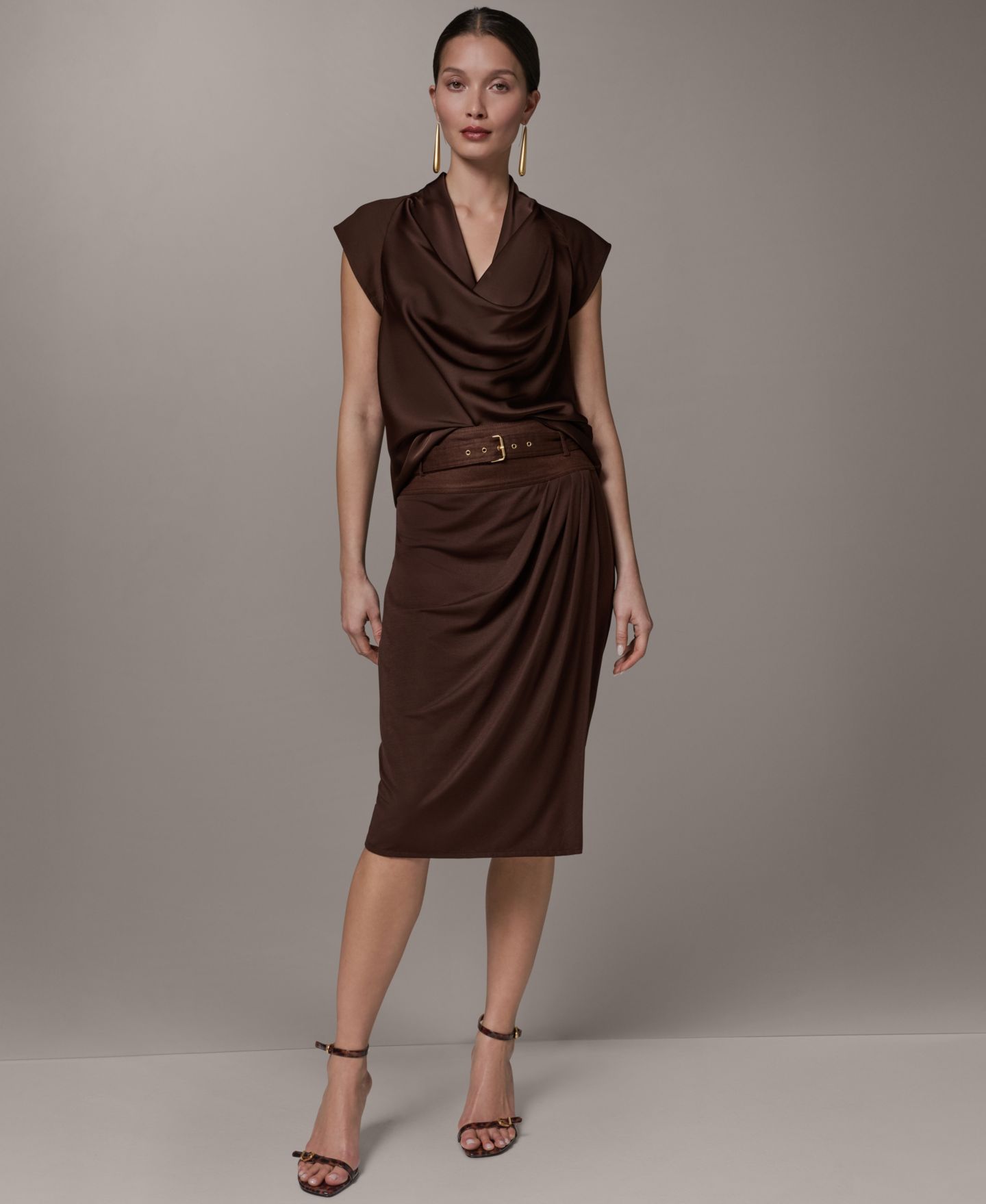 Женская юбка Donna Karan New York Belted Wrap Midi, цвет: Canyon — фото 6