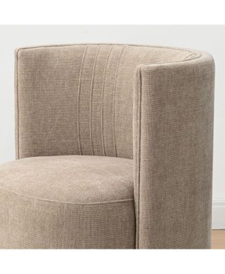 Textured Fabric Swivel Barrel Accent Dining Chair With Casters 1 Pc